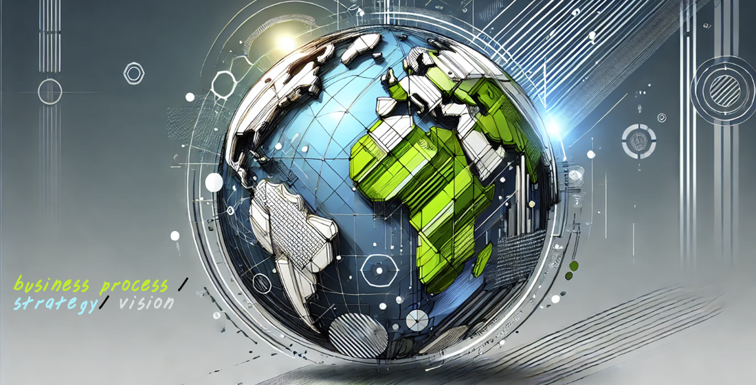 Stylised globe representing global business transformation